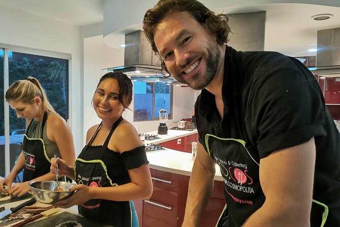 Mexican Cooking Class 1 or 3 Courses Tequila and Mezcal Tasting - Sitting down to eat your own work